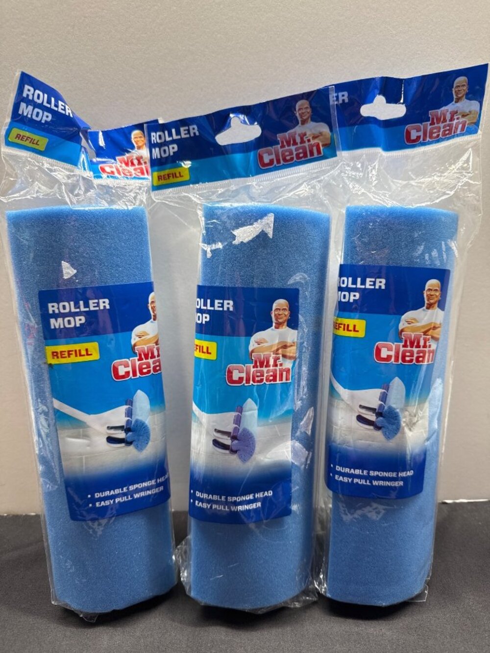 Mr. Clean Roller Mop Refill Pack Of 3 Durable Sponge Heads For Easy Cleaning